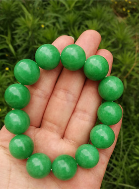 满绿玉石冰种干青铁龙生翡翠佛珠