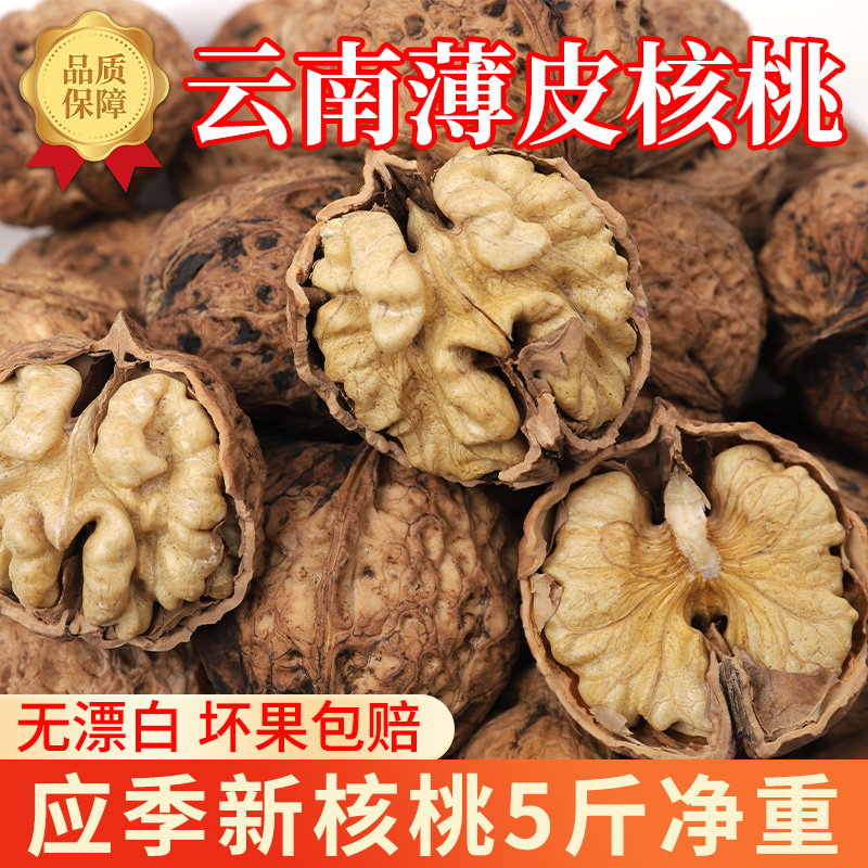 云南核桃新货2023漾濞薄皮纸皮生干鲜核桃去皮黑桃孕妇专用核桃仁-图0