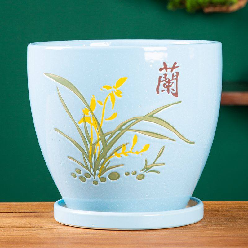 花盆陶瓷特大号清仓简约创意家用桌面阳台绿植花盆带托盘特价包邮,淘宝优惠券,粉丝福利购,淘宝优惠卷