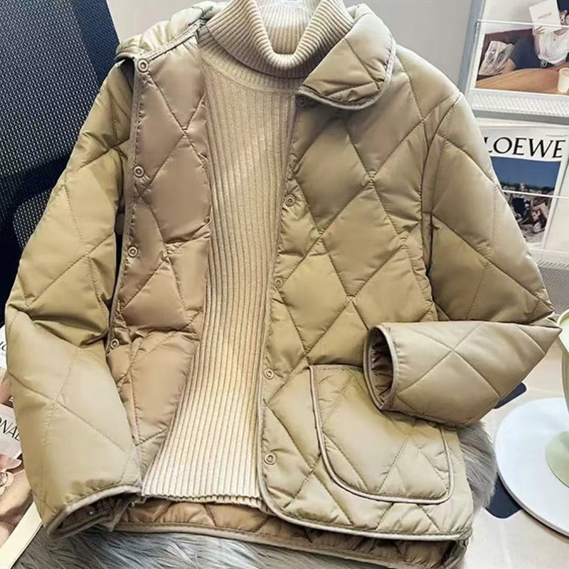 2026秋冬款洋气短款棉衣女菱格中老年棉服修身轻薄羽绒棉袄短外套,淘宝优惠券,粉丝福利购,淘宝优惠卷