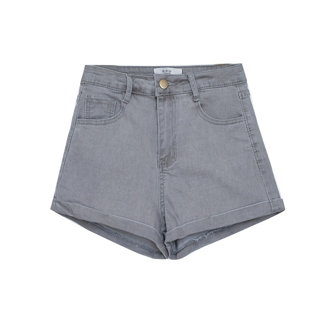 Straight leg shorts regular cotton stretch denim