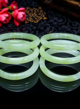 天然缠丝玉圆条手镯国风复古