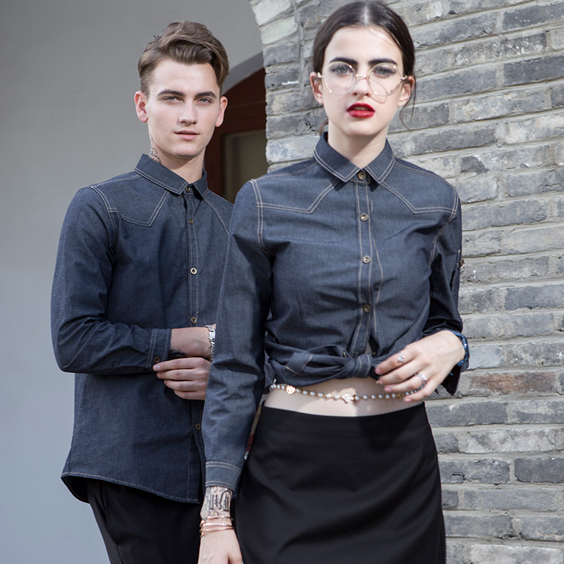 多米来西餐厅服务员工作服女酒店宾馆饭店服务生衣服长袖餐饮制服 - 图2