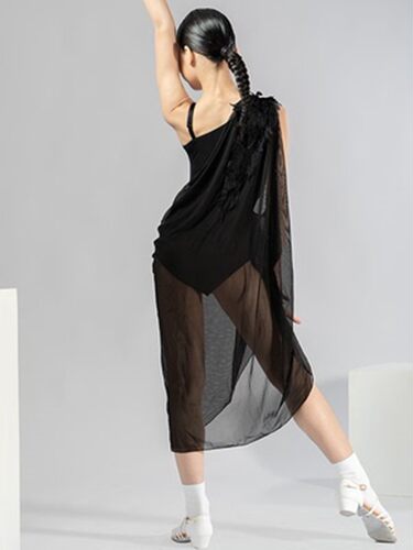拉丁舞服女童夏季网纱翅膀连衣裙儿童拉丁练功表演服女新款比赛服 - 图1