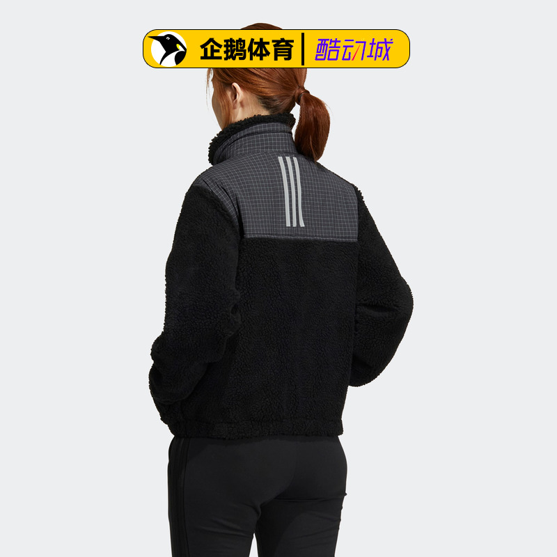 Adidas外套女子羊羔绒保暖立领运动防风夹克HM7099 7096 7097 - 图0