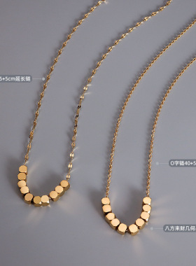 ins风几何方块项链女锁骨八方来财饰品女小众风轻奢钛钢项链