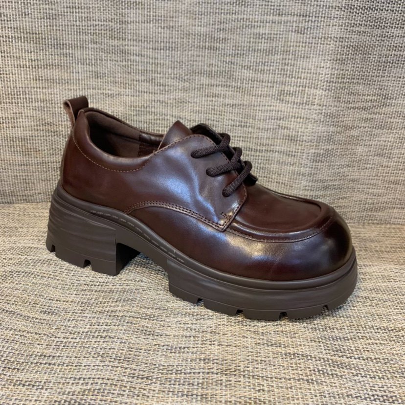 英伦风真皮乐福鞋女2026春新款法式深口单鞋复古厚底粗跟小皮鞋,淘宝优惠券,粉丝福利购,淘宝优惠卷