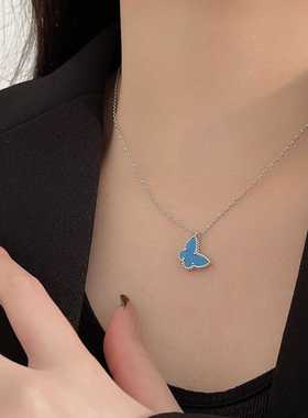 轻奢精致贝母蝴蝶吊坠蓝色项饰