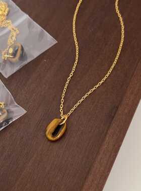 金边镶嵌个性ins百搭咖啡豆项链