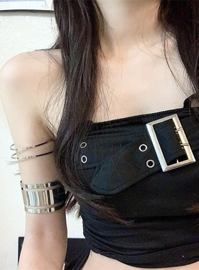 ins冷淡风叠戴镂空光面臂环女潮小众设计高级感手镯个性时尚手环