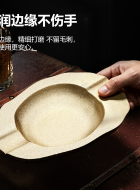 高级感雪茄烟灰缸陶瓷加宽烟槽复古做旧雪茄会客桌面专用烟盅烟缸