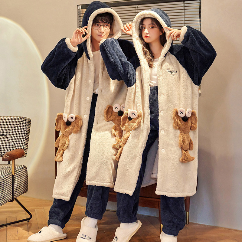 浪莎珊瑚绒情侣睡衣冬季可爱法兰绒秋冬款加厚男女睡袍家居服套装,淘宝优惠券,粉丝福利购,淘宝优惠卷