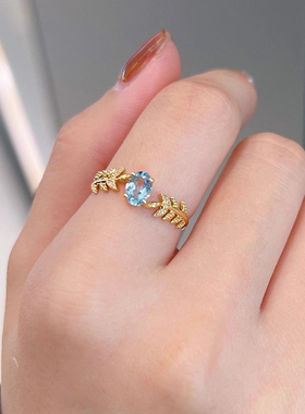 S925纯银蓝水晶蝴蝶结情侣戒指