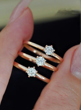 玫瑰金s925银三石戒指显白百搭