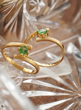 S925纯银祖母绿拉丝情侣戒指