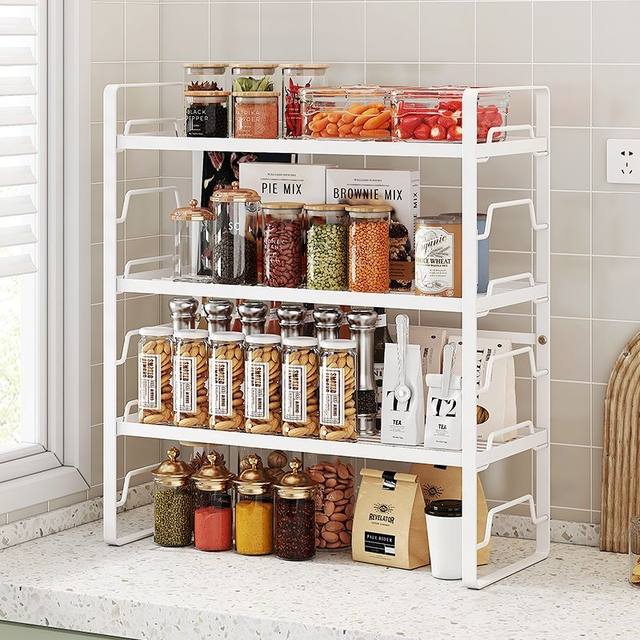 Kitchen multi-functional seasoning rack household countertop multi-layer oil, salt, sauce, vinegar and tea storage rack stove storage rack adjustable