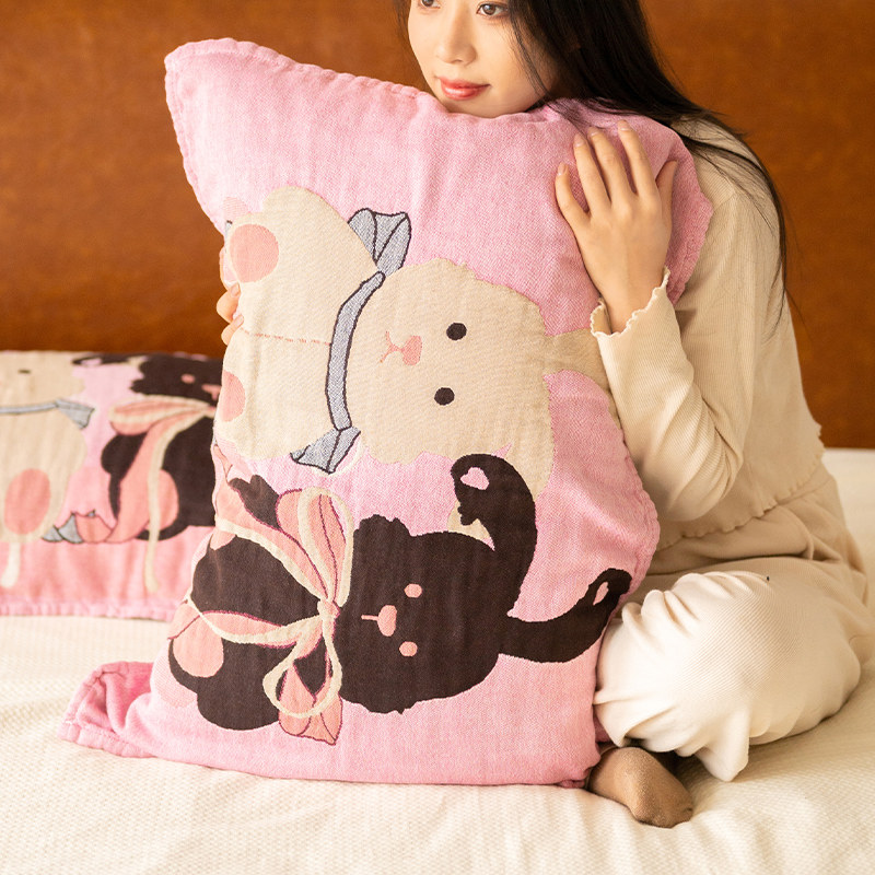 布偶兔兔枕巾纯棉可爱一对全棉枕头巾家用柔软吸汗透气防头油单人,淘宝优惠券,粉丝福利购,淘宝优惠卷