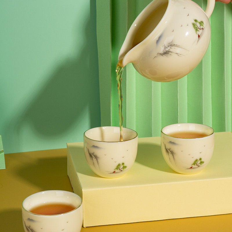 素潋羊脂玉宝石黄公道杯茶漏组合家用陶瓷功夫茶具配件防烫分茶器,淘宝优惠券,粉丝福利购,淘宝优惠卷