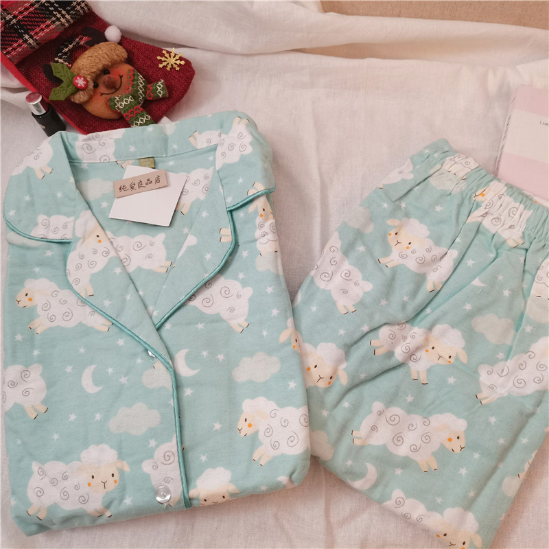 韩版国货春秋冬新款磨毛纯棉绒布睡衣家居服套装卡通ins女生小猫,淘宝优惠券,粉丝福利购,淘宝优惠卷