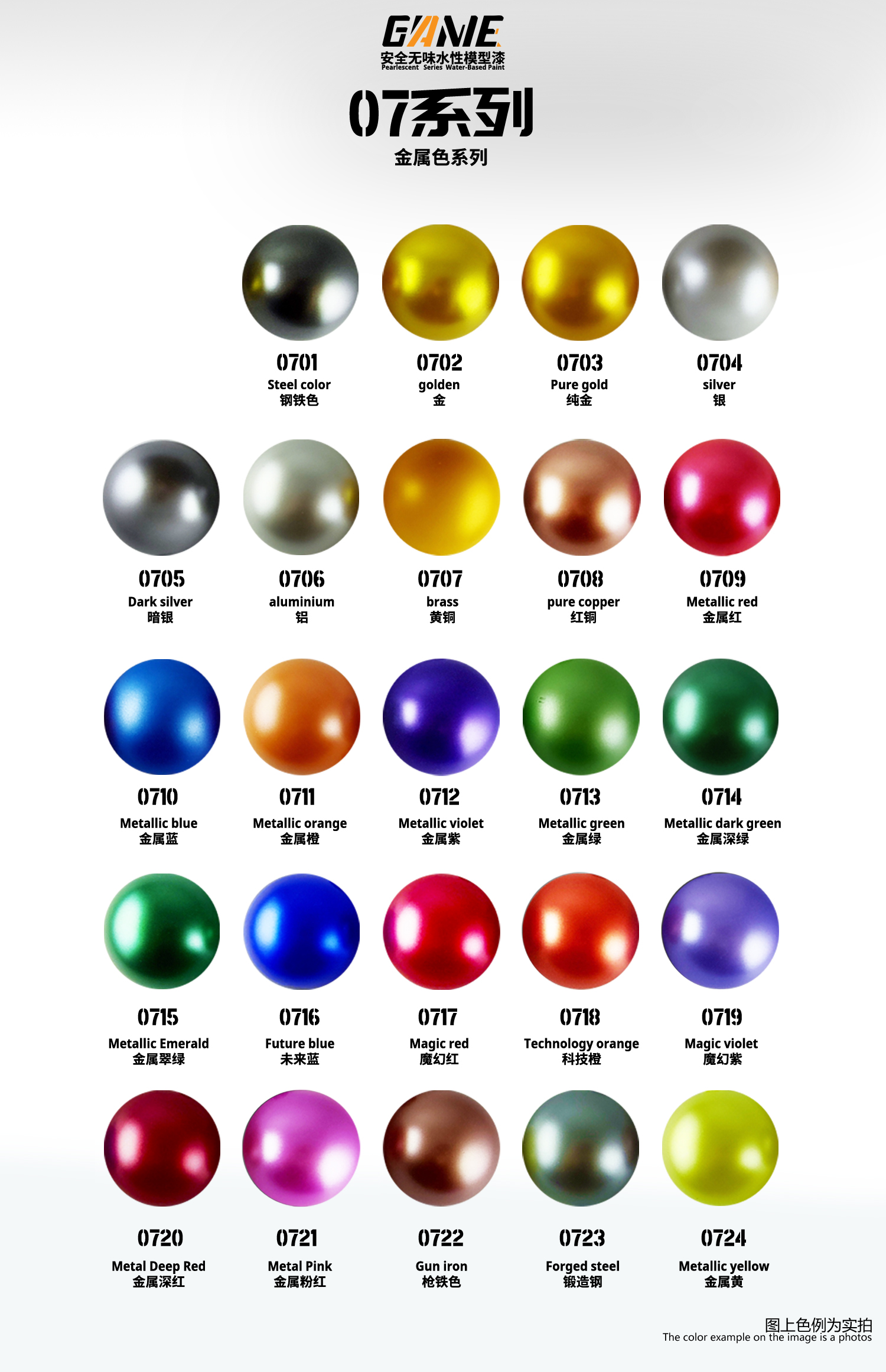 手涂专用水性模型漆 手工制作高达手办军模GK用颜料 金属色系20ML - 图0