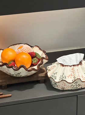 田园风繁花纸巾盒陶瓷抽纸盒