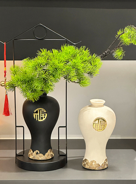 新中式高级陶瓷花瓶轻奢摆件玄关