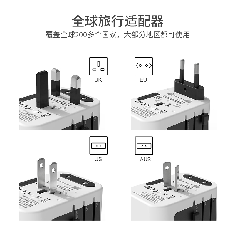 旅行备用出国英标日本美标万能转换插头全球通用转usb插座转换器-图2