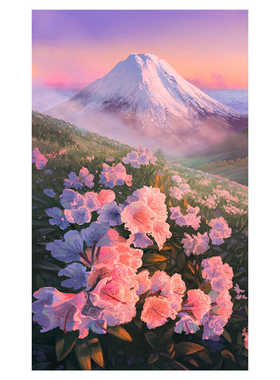 山坡的花带装裱签章版人气插画师