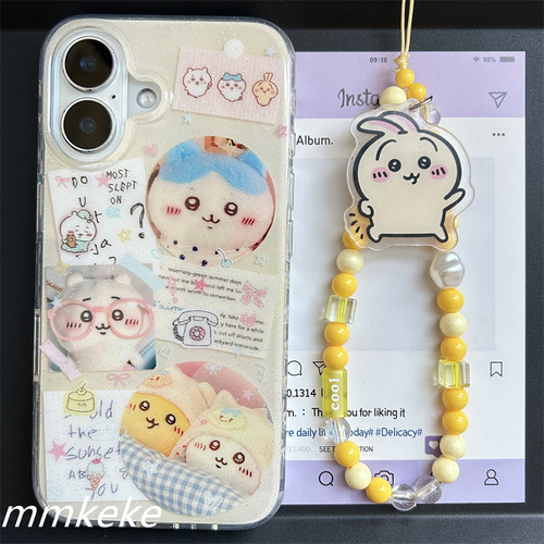 MMKEKE日韩ins风可爱吉伊卡哇挂件适用iPhone16promax双层imd手机壳苹果15pro保护套小八14pm乌萨奇13pm萌物 - 图3