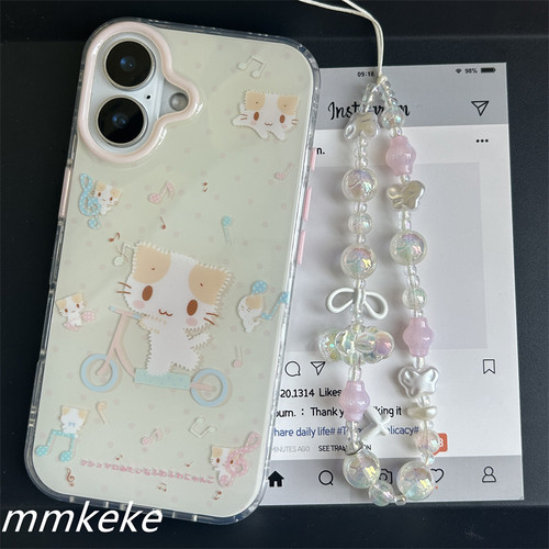 MMKEKE萌物棉花糖猫猫音符猫咪适用iphone17promax双层手机壳苹果16pro可爱14奶呼呼15PM治愈少女日系甜妹13 - 图0