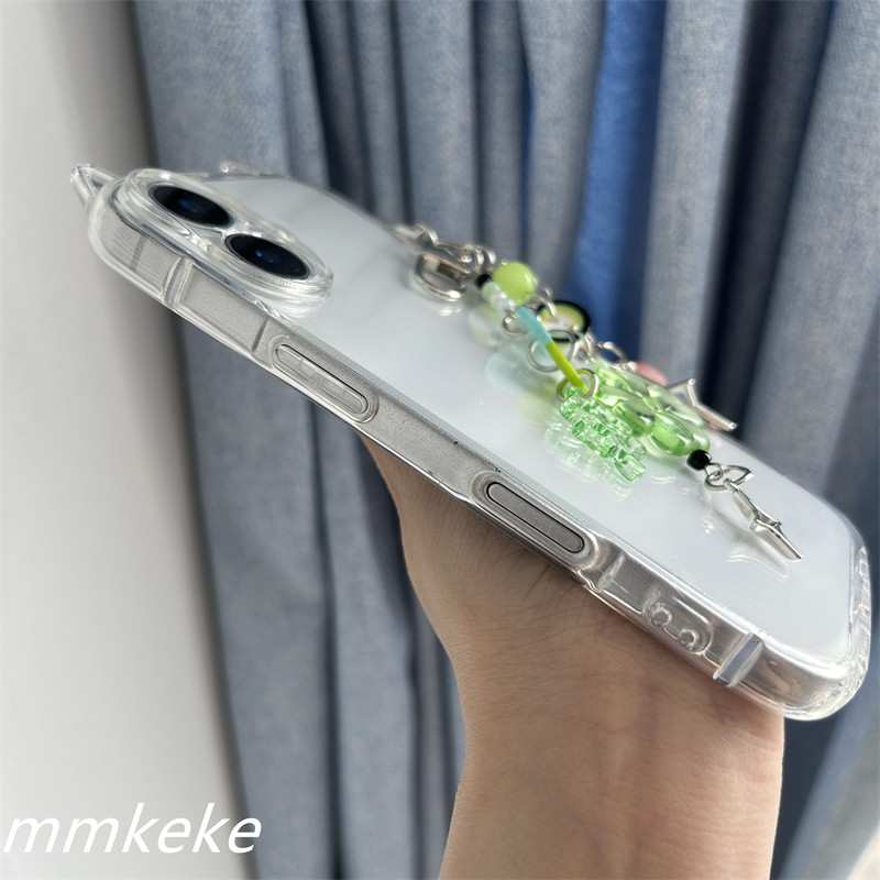 MMKEKE治愈ins风绿色幸运四叶草挂件适用iPhone16promax猫耳手机壳苹果15pro保护套14plus日系13PM12/11/XRXS,淘宝优惠券,粉丝福利购,淘宝优惠卷