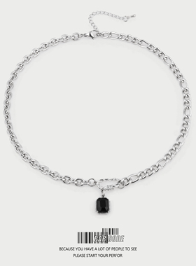 黑色耀石项链女ins小众设计