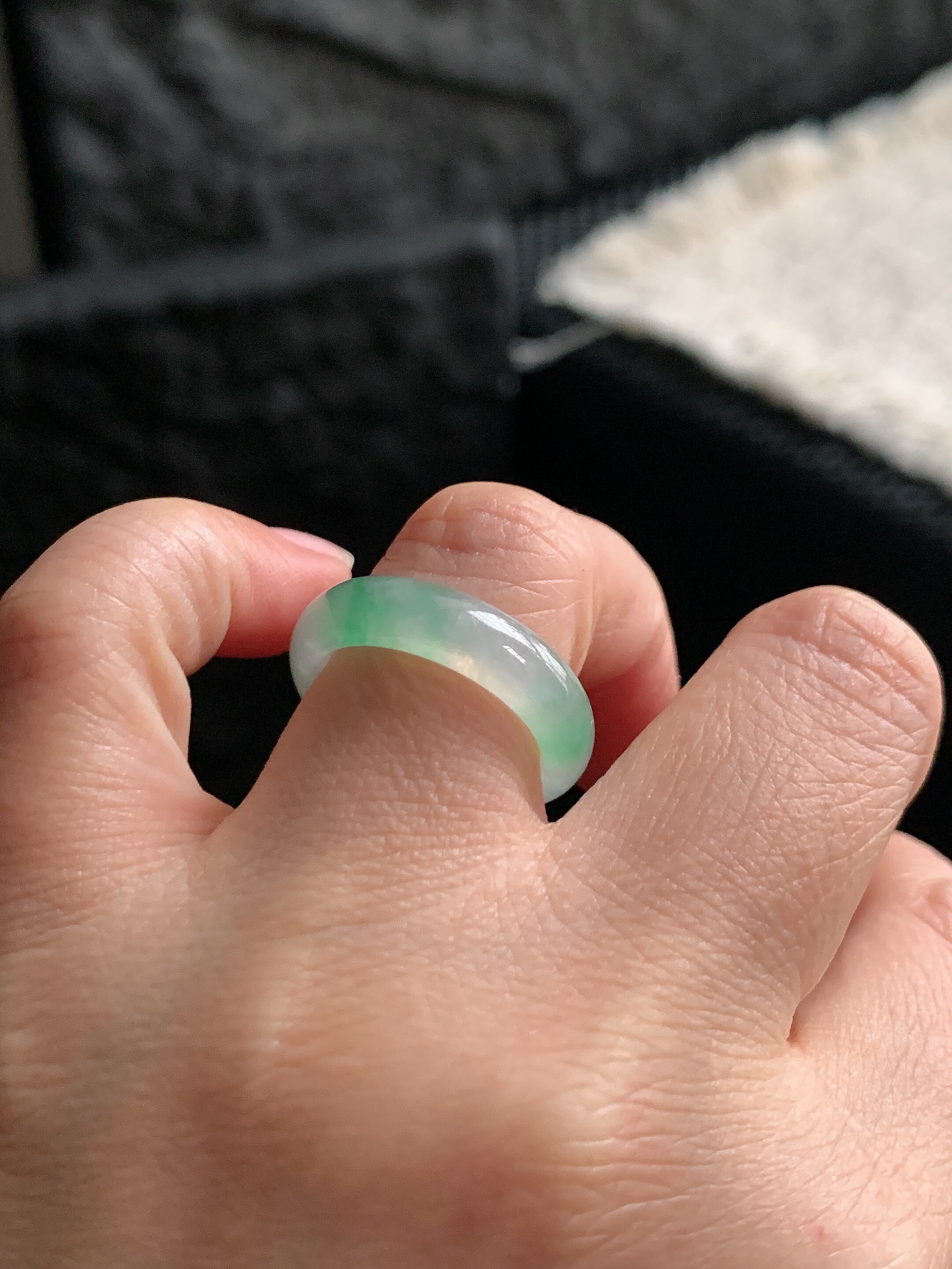 Jade ring ring ring ring 12/13 circle Y399 natural a goods jade round ring plain ring Burmese material jade ring