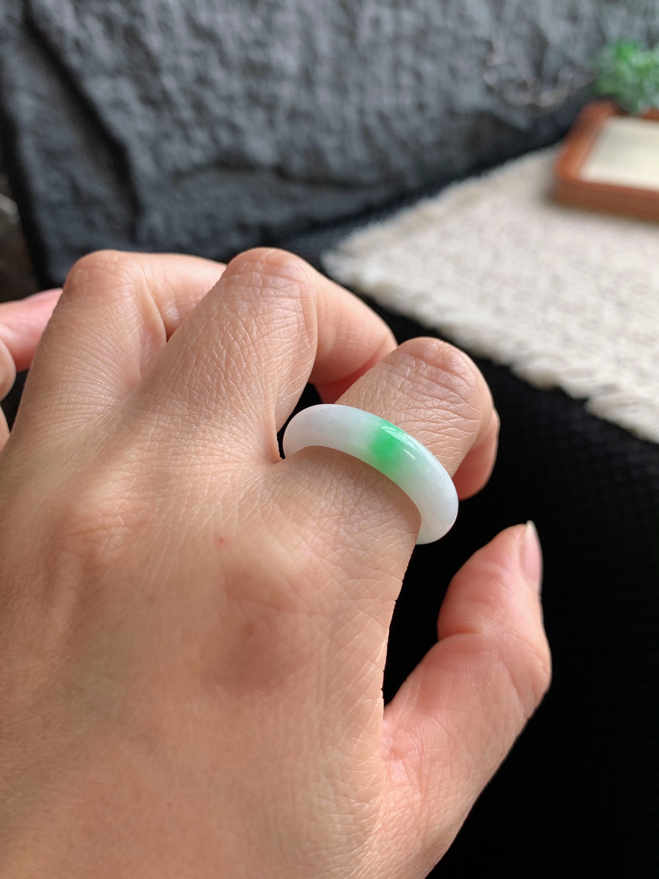 Jade ring ring ring ring 17/18 ring S178 natural a goods jade round ring plain ring Burmese material jade ring