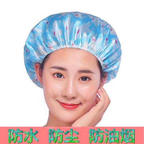 防水浴帽可爱女款成人加厚淋浴洗澡沐浴帽大号厨房帽子防油烟帽 - 图0