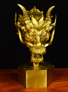 黄铜精品龙首摆件室内办公室桌面圆明园兽首摆放工艺品家居装饰品