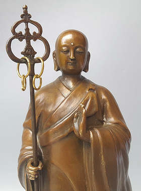 黄铜地藏菩萨摆件大愿菩萨玄奘法师佛像供奉风水饰品承接定做
