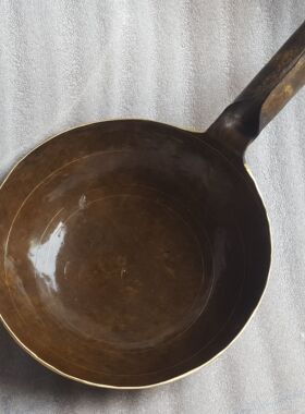 黄铜加厚手工打造老铜器水瓢炒锅家居用品厨房用具铜器工艺品