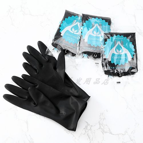 乳胶黑色专业美发烫染发手套加厚橡胶防水洗车理发店洗碗胶皮洗头 - 图0