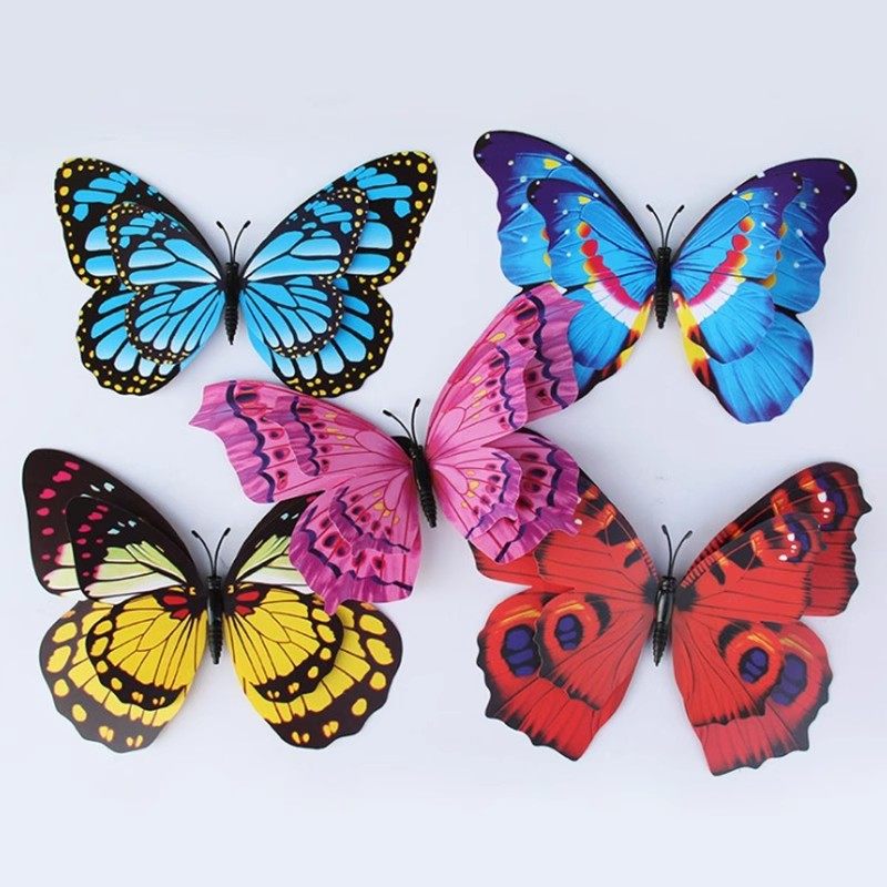 双层彩色仿真大蝴蝶墙贴墙面布置园艺插扦公园幼儿园拍照道具装饰,淘宝优惠券,粉丝福利购,淘宝优惠卷
