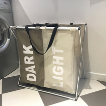 Nordic Creative Double Lattice folding oversize Bathroom Home Waterproof Oxford Cloth Free to install Dirty Clothes Basket containing baskets