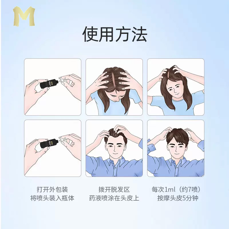 蔓迪米诺地尔酊正品官方旗舰店男用生发液町喷曼迪米诺地尓酊女性