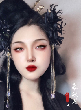 彼岸花米珠流苏发夹仿真花朵绢花公主汉服古风头饰发饰高颜值轻奢