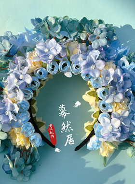 泉州浔埔女簪花双面汉服绢花头饰发饰民族拍摄写真手工花朵发箍花