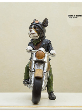 美式个性创意树脂机车斗牛犬太子