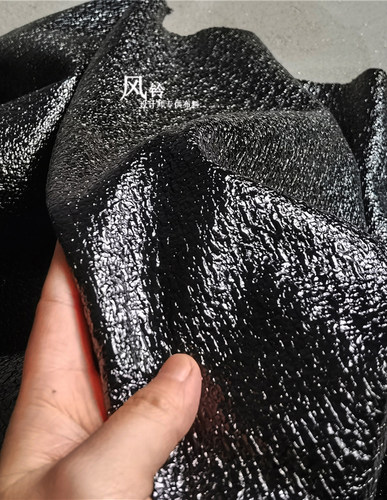 设计师diy布料 沥青黑指尖肌理 仿皮革皮布外套服装设计面料 - 图2