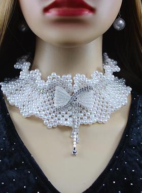 仿珍珠蝴蝶项链女气质百搭锁骨链