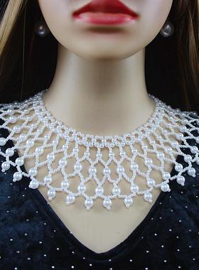 仿珍珠项链女流苏披肩锁骨链项圈