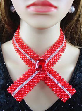 欧美新款珍珠蝴蝶领结项链女项圈