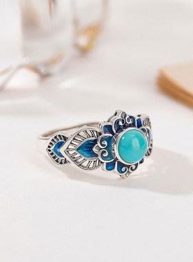 悦宝珠宝绿松石S925银戒